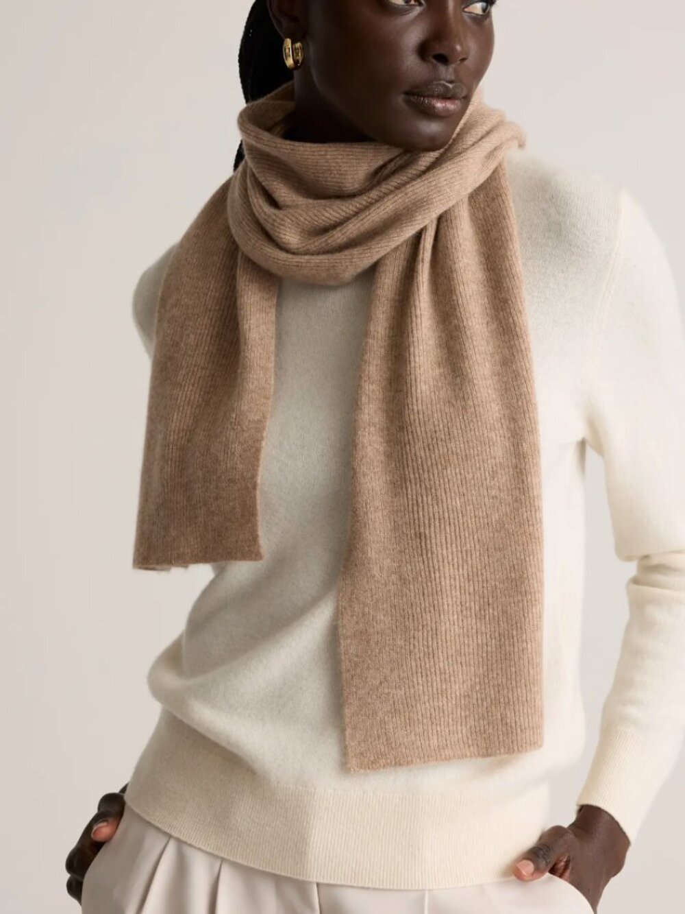 Quince Mongolian Cashmere Scarf Oatmeal 100% Cashmere NWT